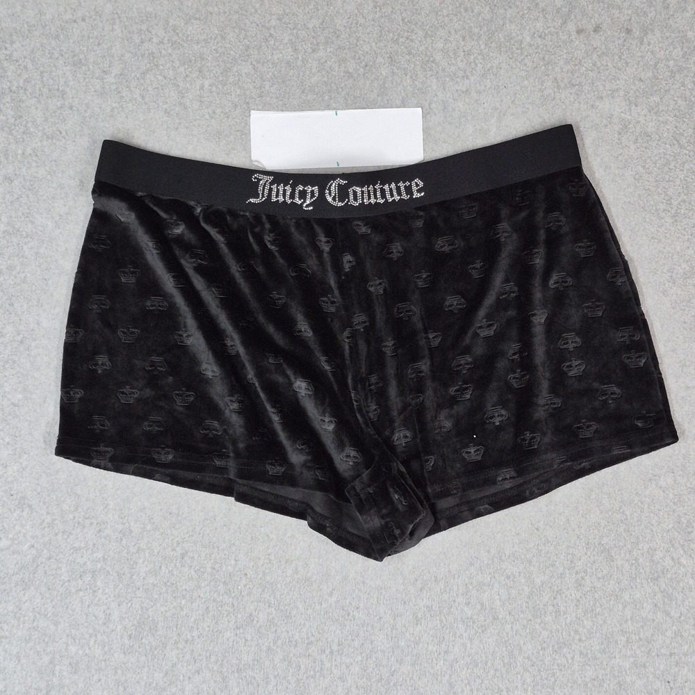 Juicy Couture Women Sleepwear XL Black Shorts‎ Velour Pajama Shorts